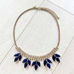 J. Crew navy blue and gold statement necklace